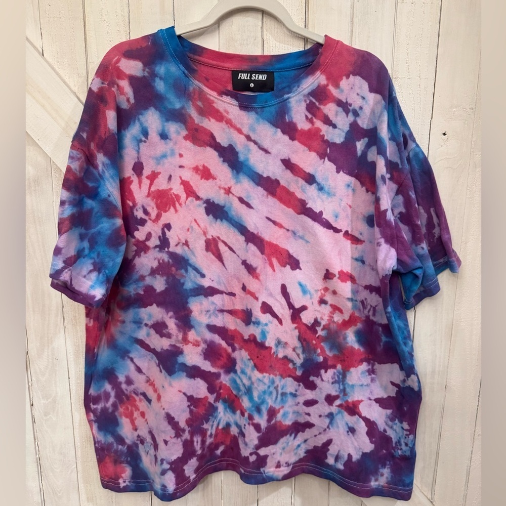 Full Send Tie-Dye - Lg fits like XL (red, blue & purple) New - Never Worn
